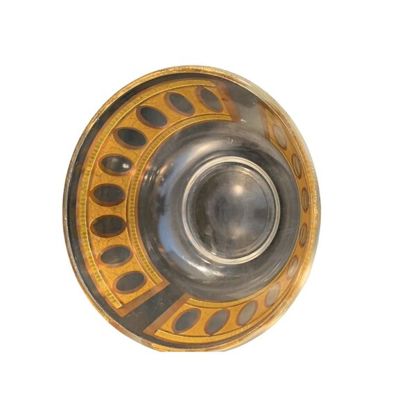 Vintage Set of 2 Signed Culver Antigua Glass Dip Bowls 5” Crackled Gold - Picture 4 of 11